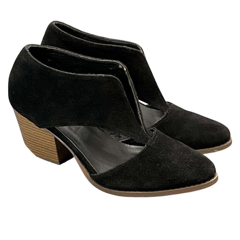 Beast Fashion Black Cut Out Block Heel Point Toe Ankle Booties  Women 8